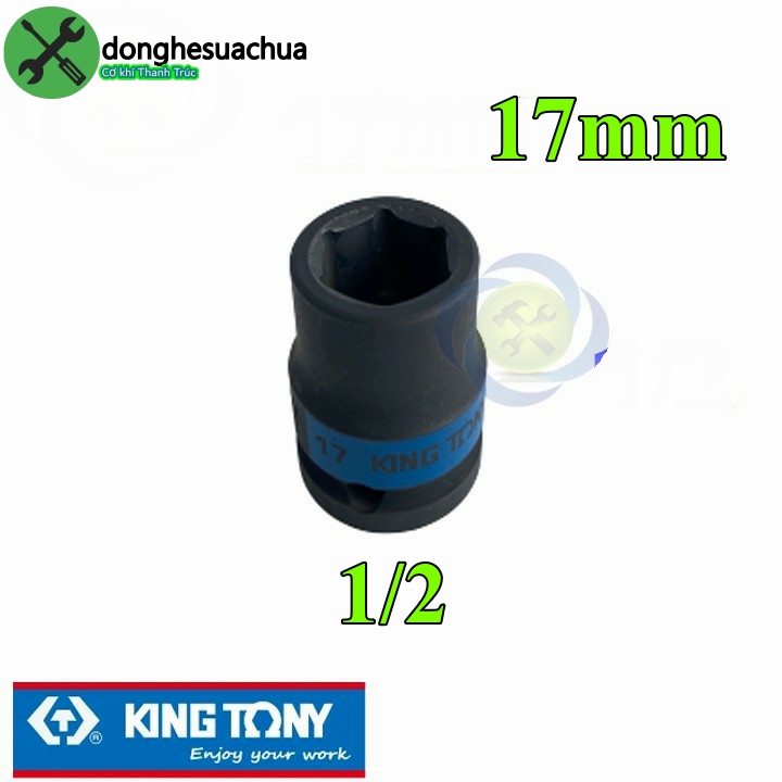 Tuýp 17mm loại 1/2 kingtony 453517m ngắn 6 cạnh màu đen