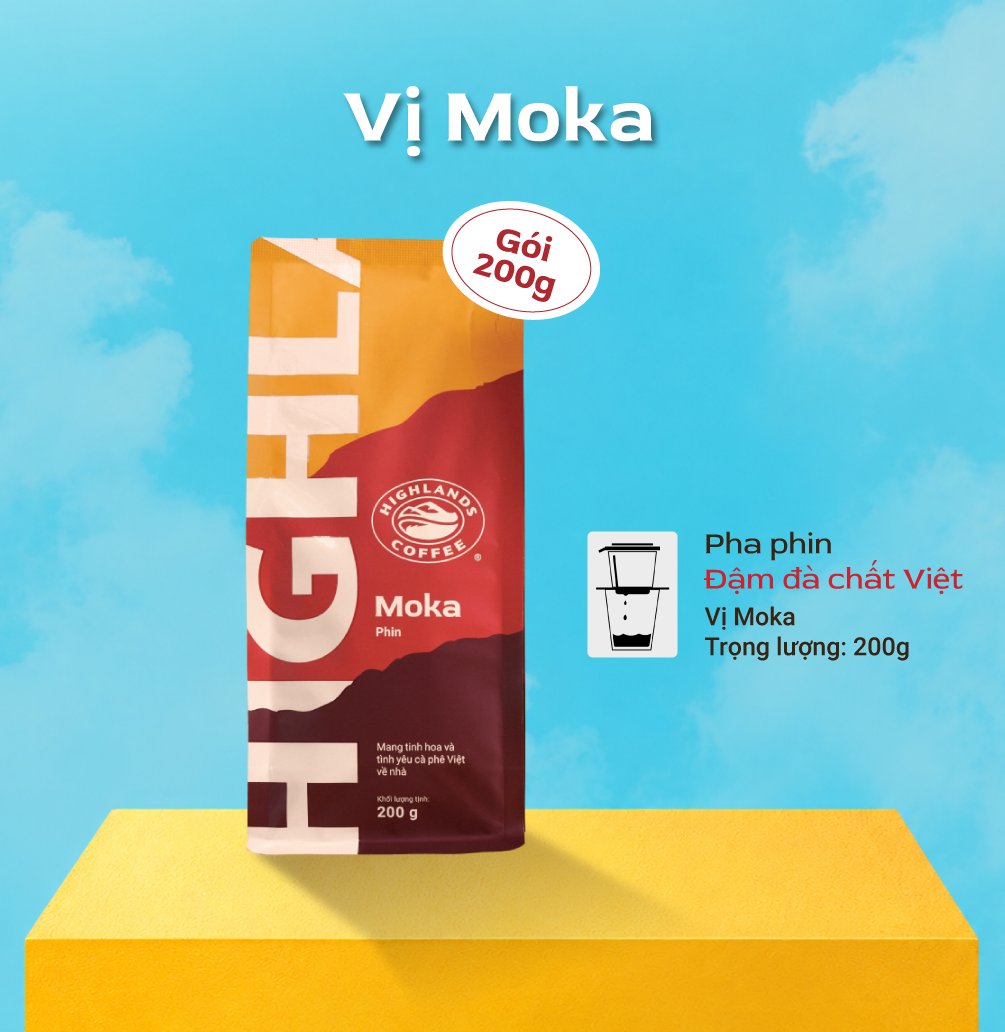 Cà phê rang xay Moka Highlands Coffee 200g