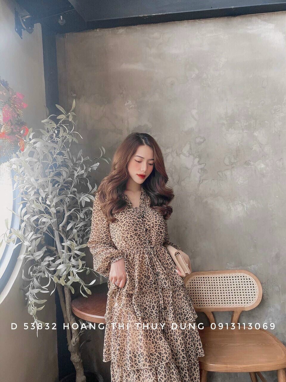 Đầm voan beo 5 tầng tay dài cổ sơ mi thời trang mọi lứa tuổi