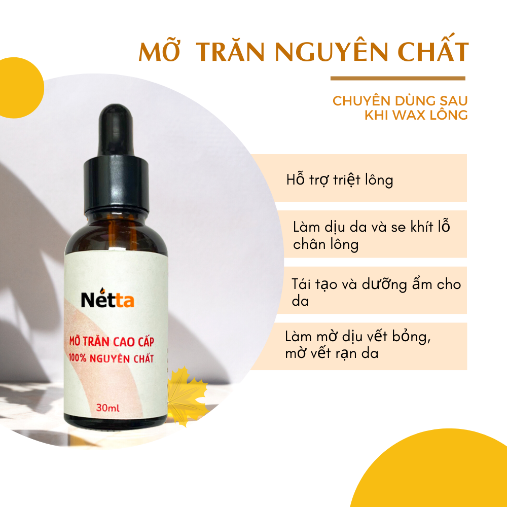 Mỡ Trăn Triệt Lông Nguyên Chất - Chuyên dùng sau khi wax lông - 10ML- Làm mềm mại da, Tái tạo và Dưỡng ẩm cho da, Phục hồi da bị kích ứng, Giảm và làm mờ vết rạn da