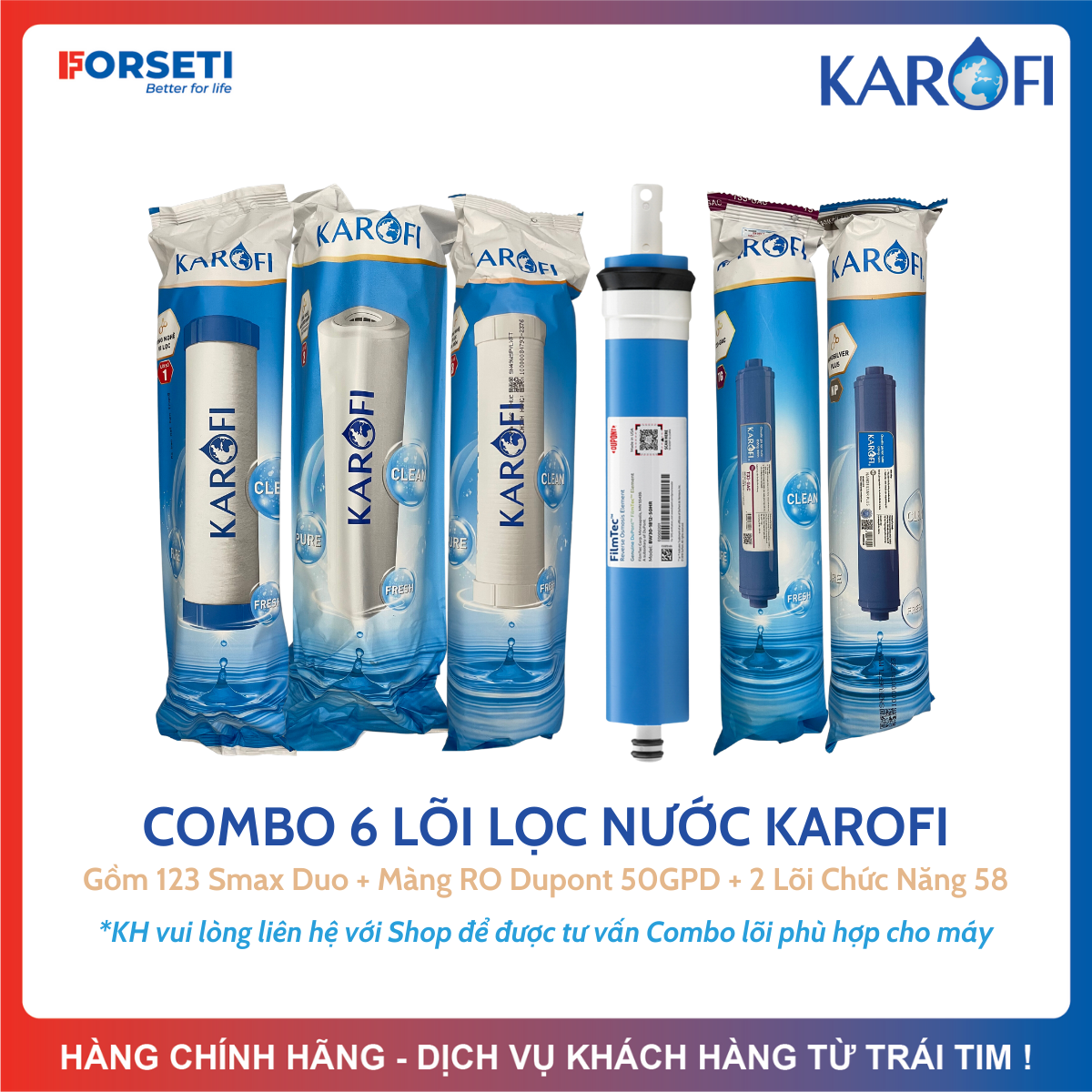 Combo 6 lõi lọc nước Karofi chính hãng dùng cho máy lọc nước