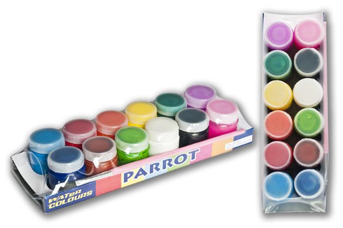 Bộ 12 màu vẽ cao cấp Parrot kèm cọ tặng thêm khay pha màu 6 ô