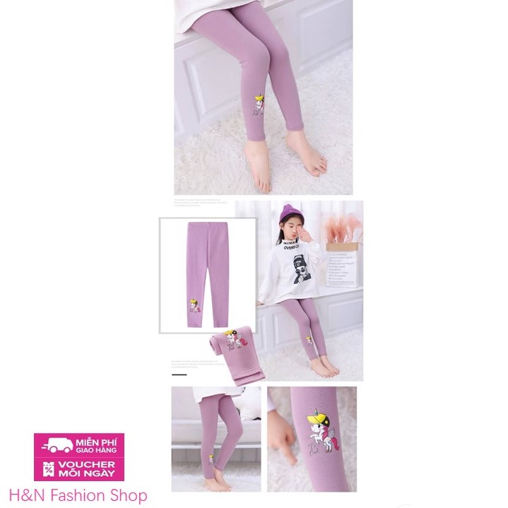 [HCM]Quần Legging - Quần Ôm Sát Chân Ống Dài Trang Trí Hình Thú Xinh Xắn Cho Bé Gái H&N Fashion Shop
