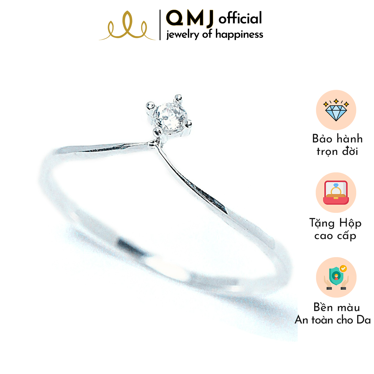 QMJ Nhẫn bạc vương miện trơn đính đá bạc 925 cao cấp, thiết kế đơn giản phù hợp với các cô nàng yêu thích sự nhẹ nhàng, dịu dàng - QNL0492