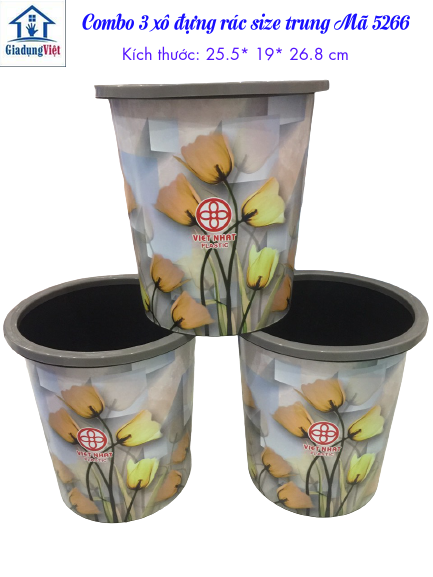 Set 3 xô đựng rác việt nhật size trung 5266