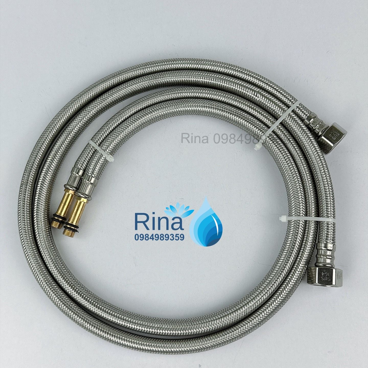 Dây cấp nước vòi nóng lạnh Rina chịu áp lực chịu nóng inox 304 cao cấp, không sắt không rỉ bảo hành 2 năm 5T, 6T, 8T, 1m