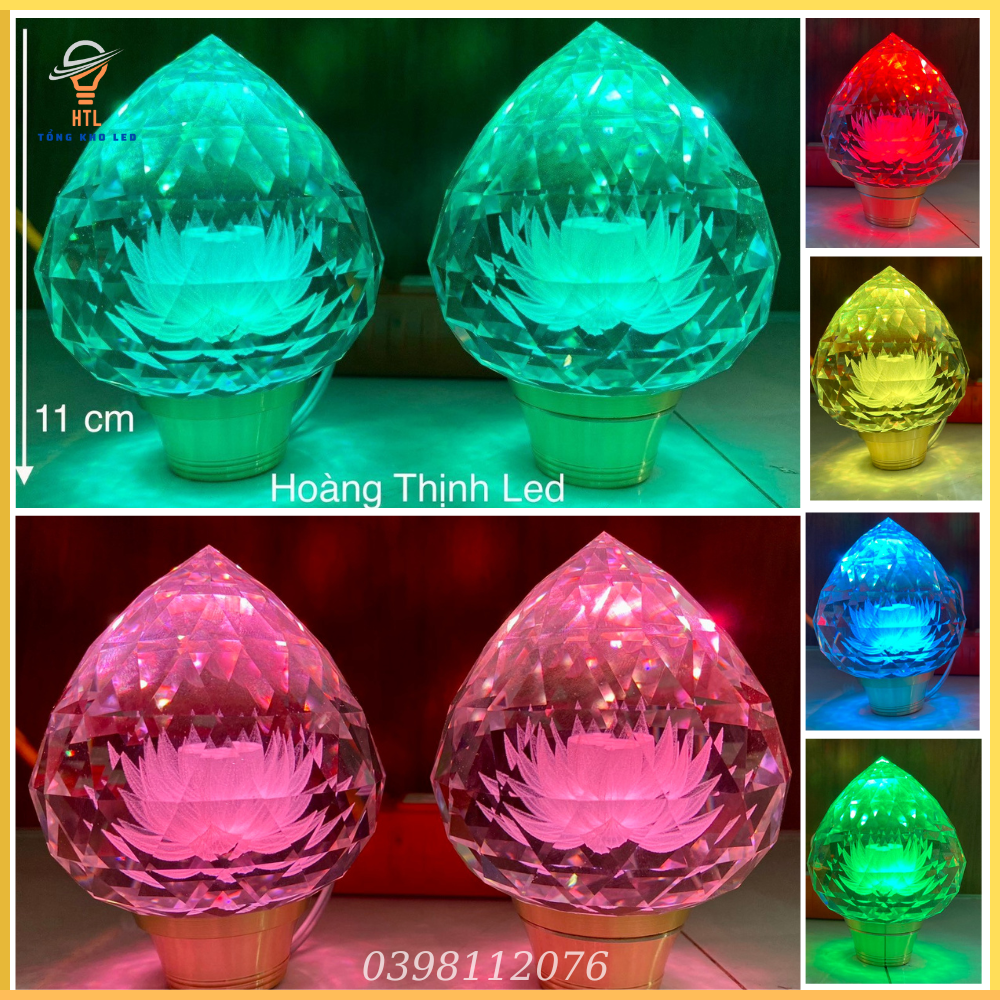 TẶNG ĐÈN NGỦ- bộ 2 bông lư đèn thờ- bông pha lê đổi màu nhiều chế độ sáng, Đèn Thờ Phật Quan Âm- đèn thờ cúng gia tiên
