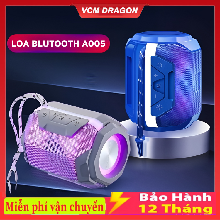 Loa bluetooth không dây mini A005 đèn led theo nhạc âm bass mạnh hỗ trợ lắp thẻ nhớ hàng cao cấp