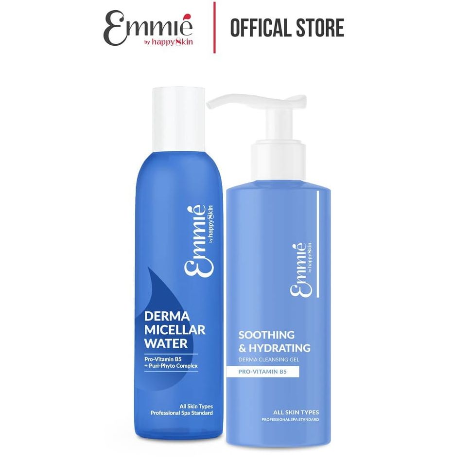 Bộ sản phẩm gel rửa mặt 180ml + nước tẩy trang 250ml chính hãng emmié by happyskin