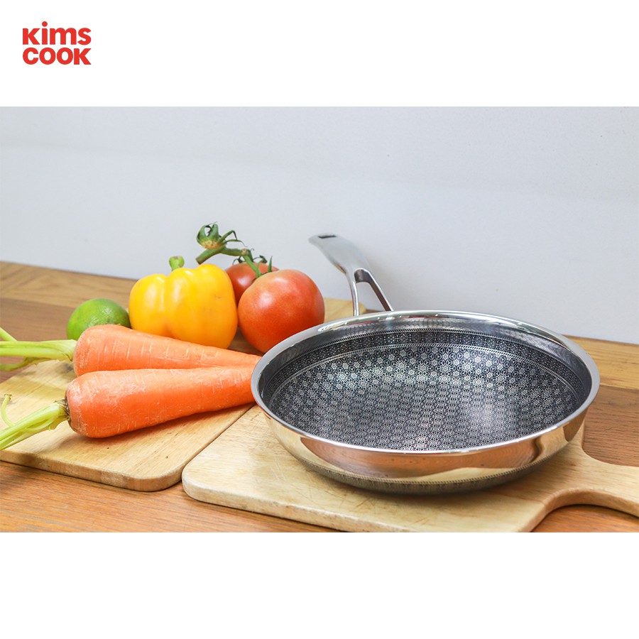Chảo chống dính 2 mặt Noon Song inox 3 lớp đúc liền đáy từ Kims Cook tặng 1 sạn inox