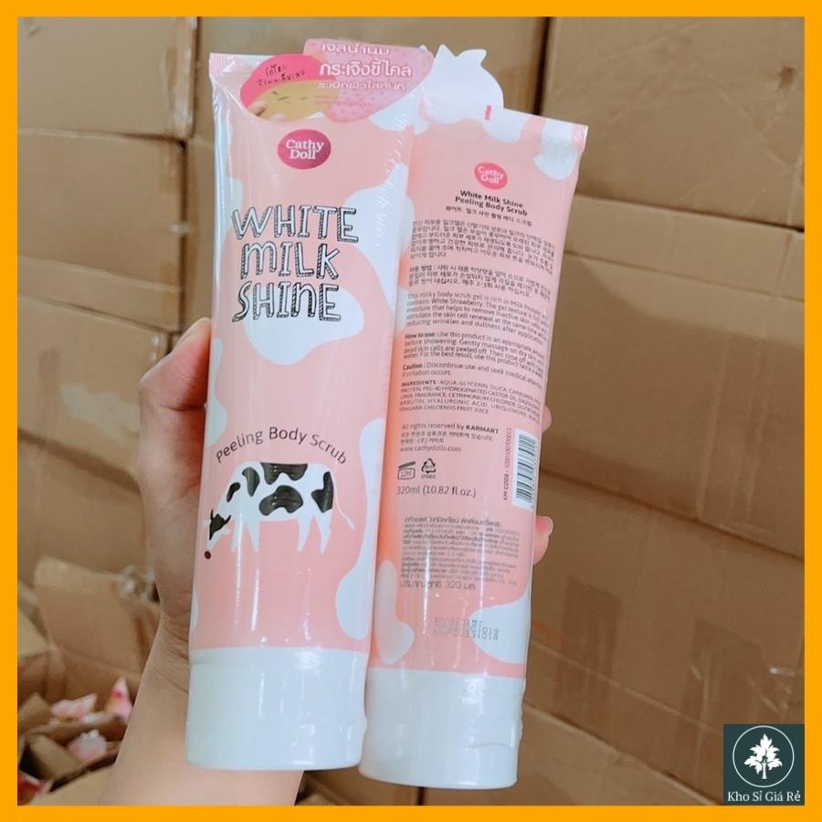 Gel tẩy tế bào chết body toàn thân face scrub dưỡng ẩm trắng da mặt dầu mụn sữa bò CATHY DOLL white milk exfoliate Spa moisturizer 320ml, kem peel tẩy kì bong da chết ttbc body nách chân tay mặt đầu tóc cho nam nữ rẻ - SHOP SỈ GIÁ RẺ