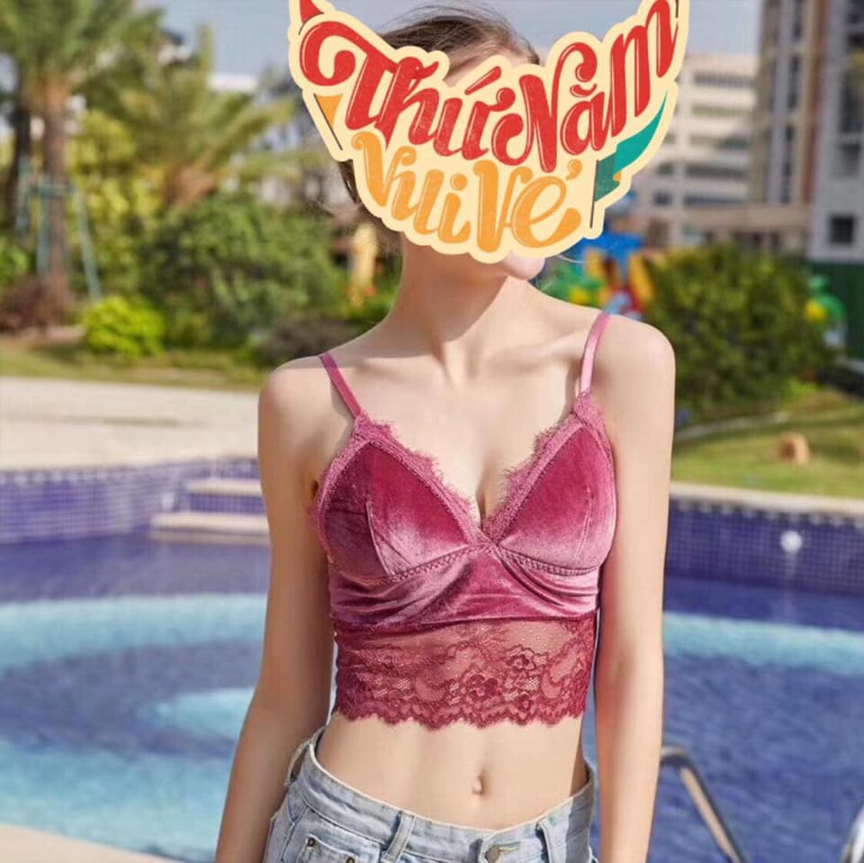 Áo Bra ren phối ren dưới cực sexy quyến rủ hot hit mẫu nhung/ Bra nhung/ Áo bra/ Áo bra ren/ Áo bra đi biển