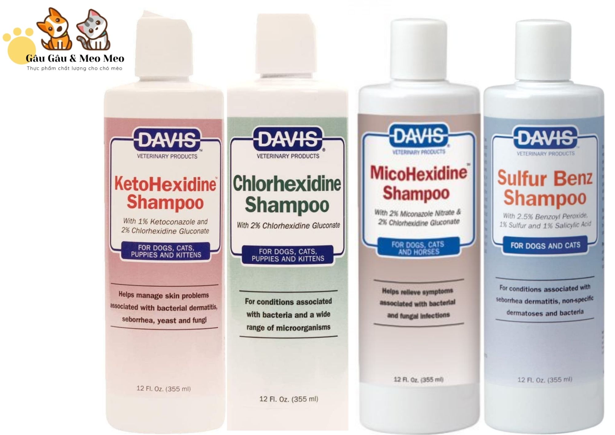 Davis - sữa tắm chuyên biệt về da cho thú cưng chai 355ml