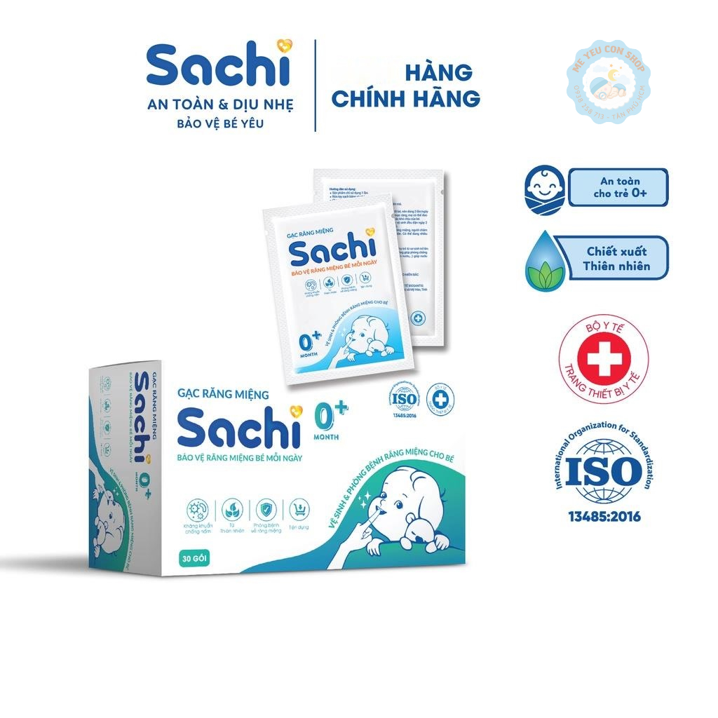 HSD 2025 Gạc rơ lưỡi Sachi dịch chiết lá hẹ - Vệ sinh răng miệng cho bé -