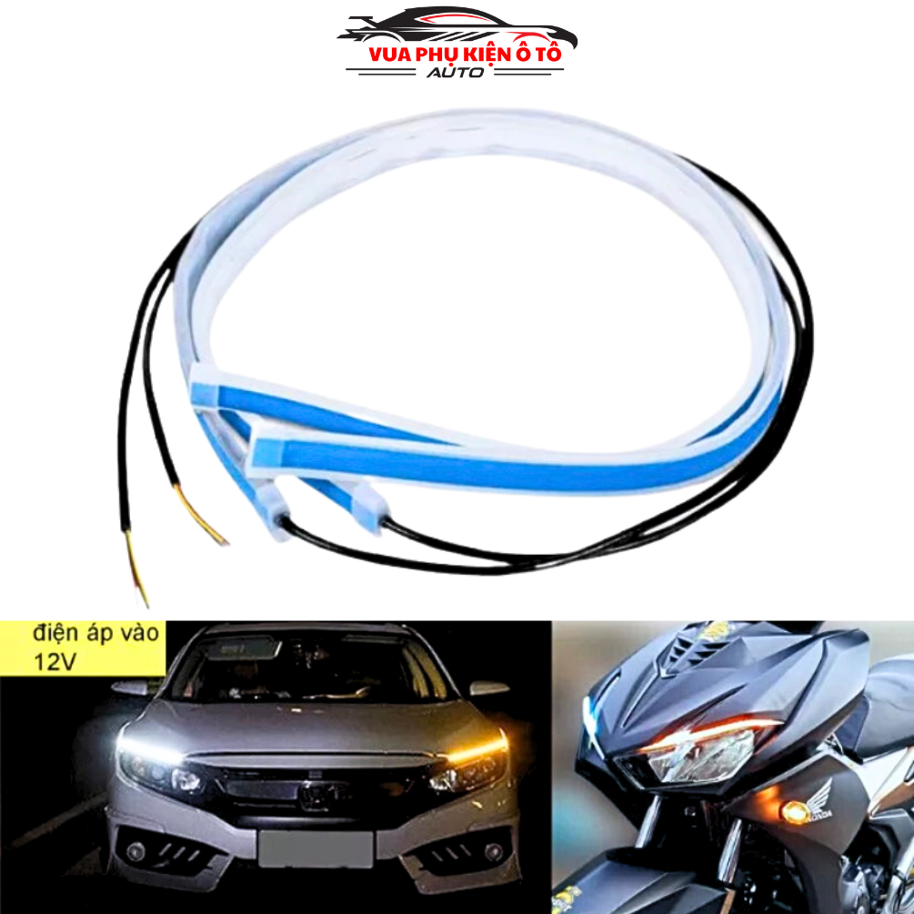 Bộ 2 Led Dây Đèn Mí Ô Tô Tích Hợp Xi Nhan Đuổi 60cm Silicon Chống Nước