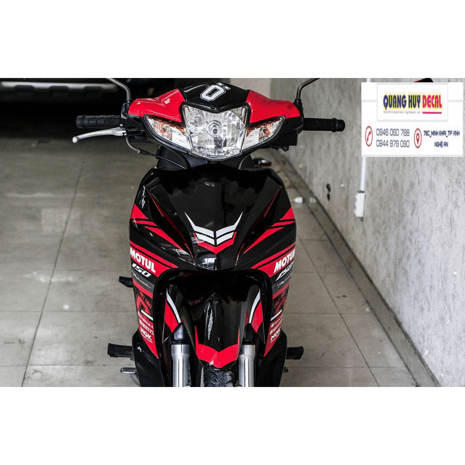 Tem TRÙM PHỦ xe wave  RSX đỏ đen motul chế đẹp- Tem  dán xe máy wave RSX thiết kế theo yêu cầu - tem xe wave RSX đỏ đen độ chế đẹp và rẻ chất