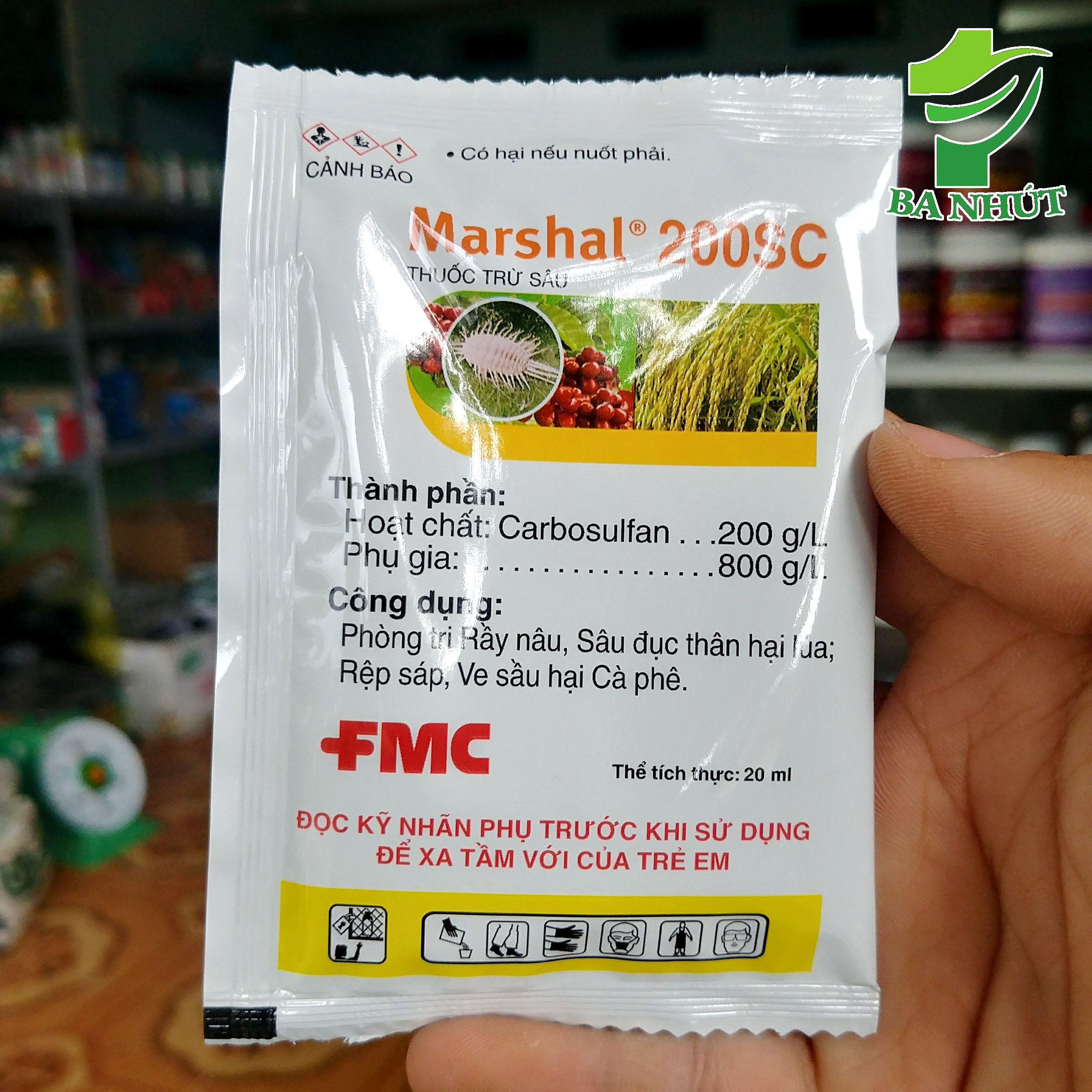 Chế phẩm marshal 200sc gói 20ml - đặc trừ sâu bệnh, rầy nâu, sâu đục thân hại lúa, rệp sáp, ve sầu hại cà phê