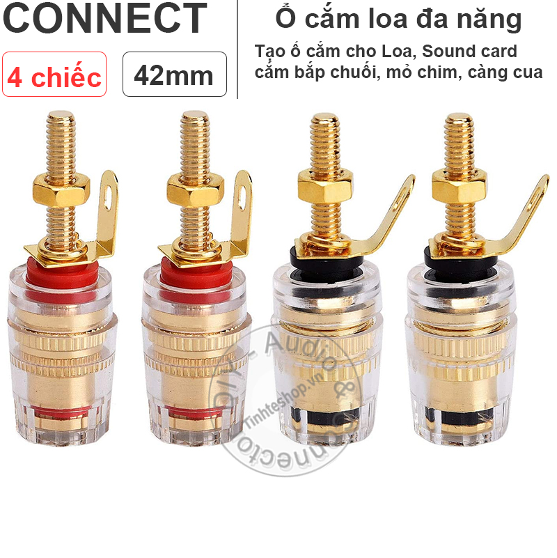 Cọc loa bắp chuối loại nhỏ chân dài 4 chiếc - Ổ cắm dây loa Bắp chuối Mỏ chim Càng cua