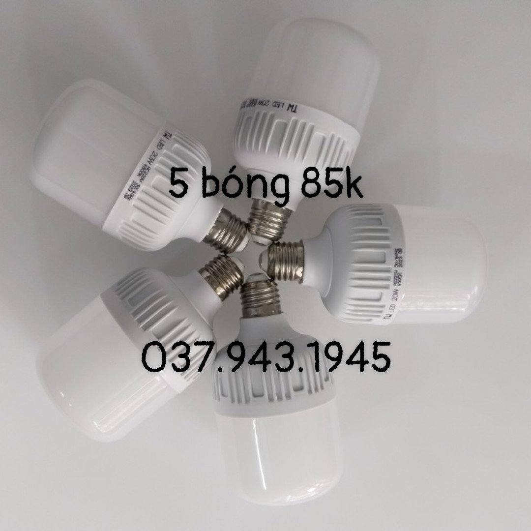 Combo 5 bóng đèn led 20w siêu sáng bảo hành 1 năm