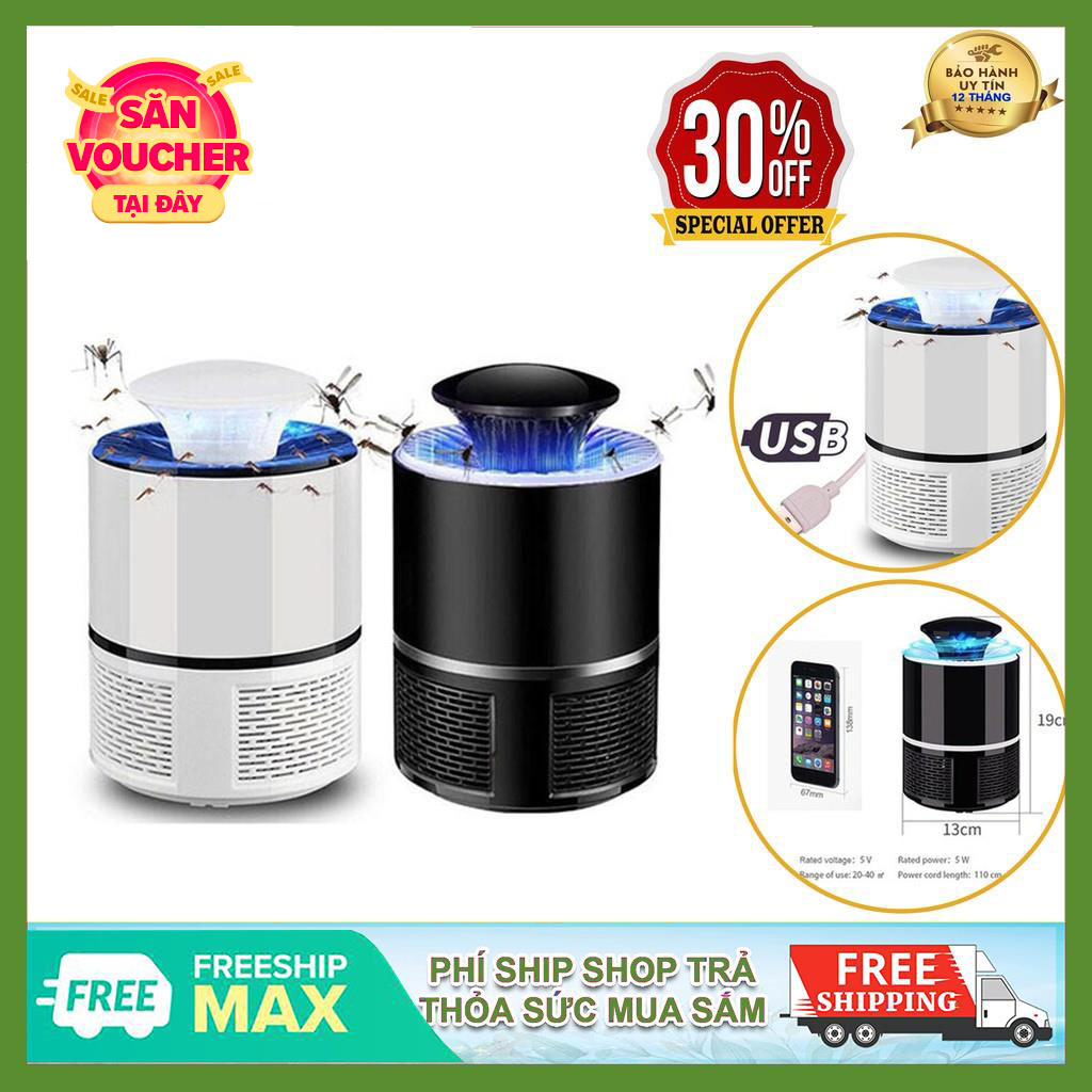 Đèn bắt muỗi thông minh hình trụ - đèn bắt muỗi mini có đèn sáng thu hút côn trùng cao cấp