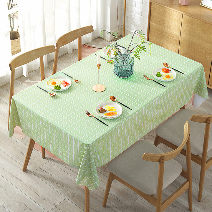 Khăn trải bàn decor PVC không thấm kẻ caro nước lót bàn ăn bàn học cute trang trí chống thấm
