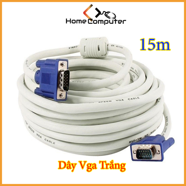 Dây vga - dây tín hiệu vga 10m, 15m, 20m, 25m, 30m màu trắng chống nhiễu. hàng chất lượng .bảo hành 3 tháng