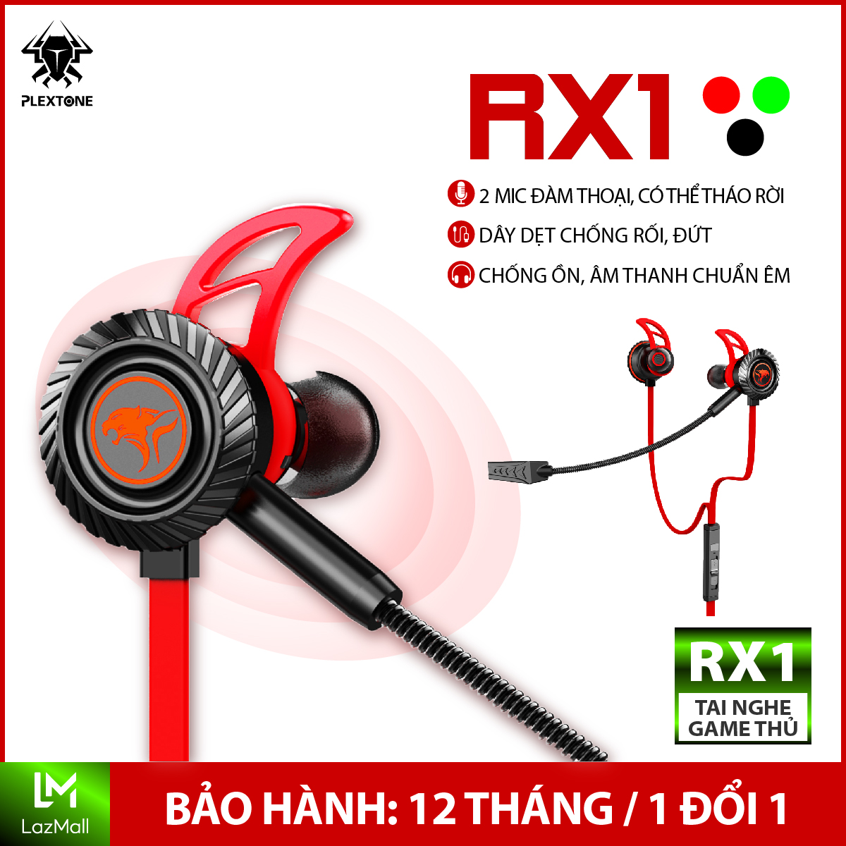 Tai nghe gaming giá rẻ Mowi RX1, tai nghe có dây chơi game trên điện thoại, thiết kế tai nghe nhét tai, có mic rời hỗ trợ đàm thoại HD voice, chống ồn, tặng kèm dây chuyển đổi sử dụng với PC, bảo hành 12 tháng.