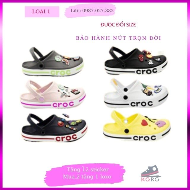 Dép khủng long crocscrocs đế bệt nhiều màu dép cá sấu dép đi mưa