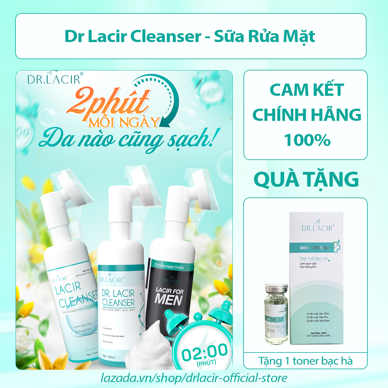 Sữa Rửa Mặt Kiềm Dầu Dịu Nhẹ For Men Dr Lacir Chính Hãng 150ml