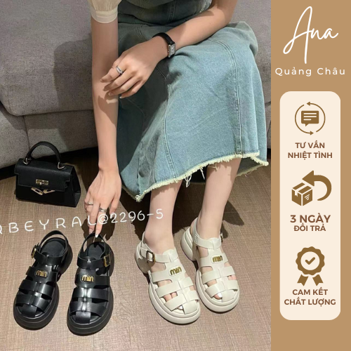 Sandal rọ nữ miu miu đế cao quai cài hàng QC fullbox bill túi Ana Quảng CHâu