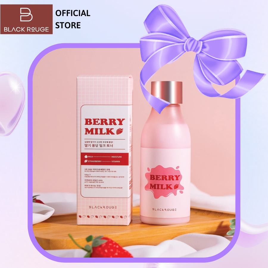 GIFT Nước hoa hồng dưỡng ẩm Black Rouge Real Strawberry Milk Toner 200ml