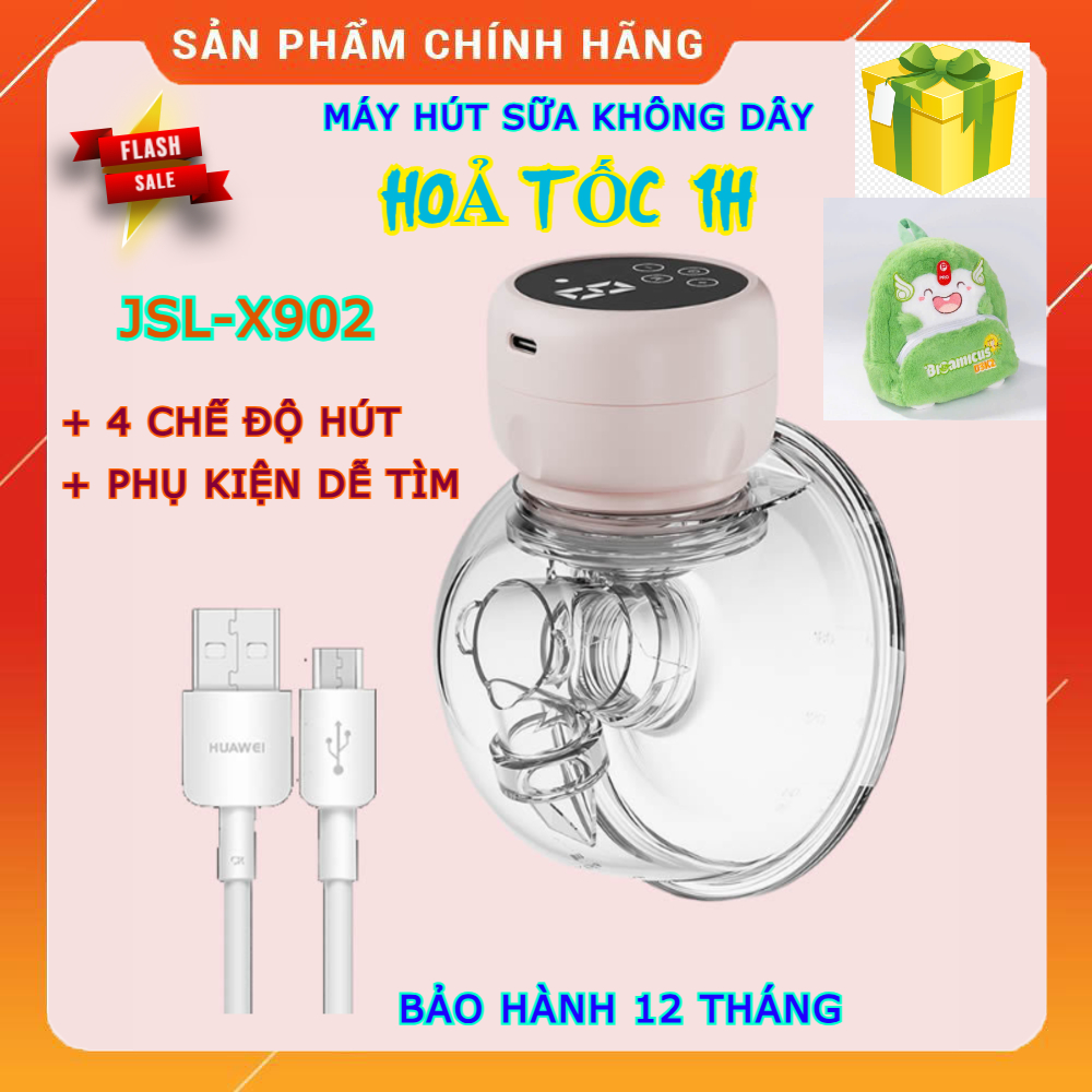  Máy hút sữa rảnh tay không dây JSL-X902 JSL-X901 Breast Pump 4 chế độ pin sạc tích điện gọn nhẹ kiệt sữa 