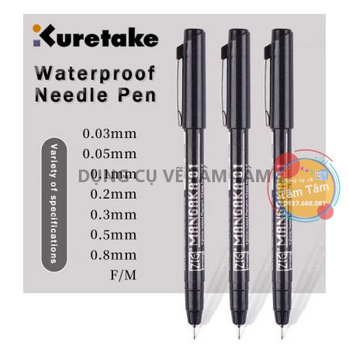 Bút Line MANGAKA ZIG KURETAKE mực đen sản xuất tại Nhật-Dụng cụ vẽ Tâm Tâm