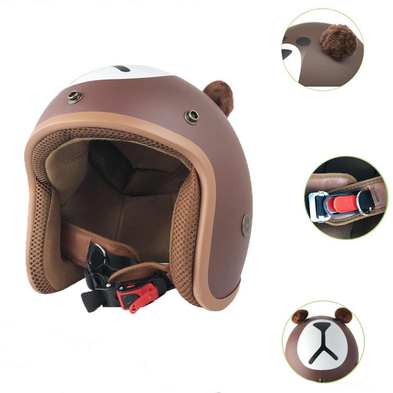 MŨ BẢO HIỂM 3/4 ĐẦU HÌNH GẤU BROWNLÓT NÂU CAO CẤPSIÊU DỂ THƯƠNG NAM NỮ ĐỀU ĐỘI ĐƯỢC-ĐẠT CHUẨN CR