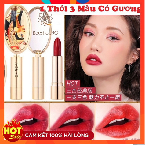 Son lì 3 màu có gương nữ hoàng ai cập ag & ag - benagi - sang, sịn, mịn, cá tính, thời thượng, đẳng cấp - beeshop90