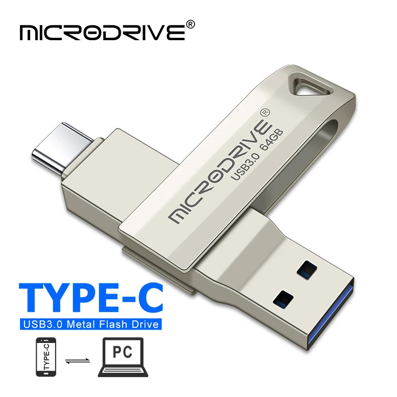 Ổ đĩa flash USB-C OTG 2 trong 1, USB 3.0, 64GB 128GB 256GB 512GB, loại C