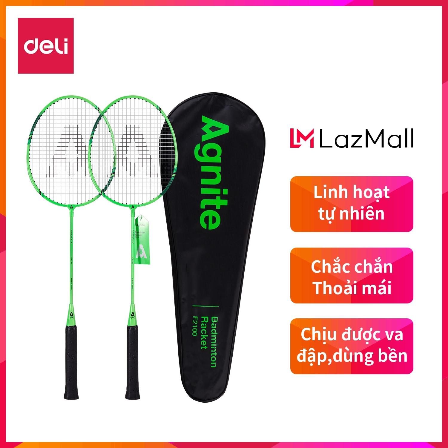 Deli vợt cầu lông gồm 2 cây vợt + 1 bao đựng vợt xanh - 1 bộ wf2100