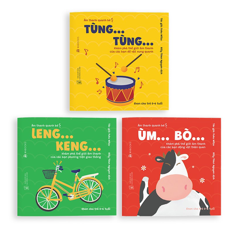 Sách ehon - âm thanh quanh bé - combo 3 cuốn ehon nhật bản dành cho bé 0 - 6 tuổi