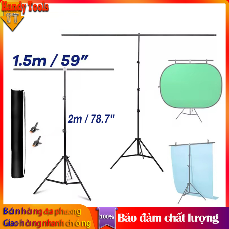 Giá đỡ phông nền hình chữ T cao 2m – Hệ thống khung đỡ phông nền cho màn xanh chroma key, chụp sản phẩm, chụp tĩnh vật chuyên nghiệp