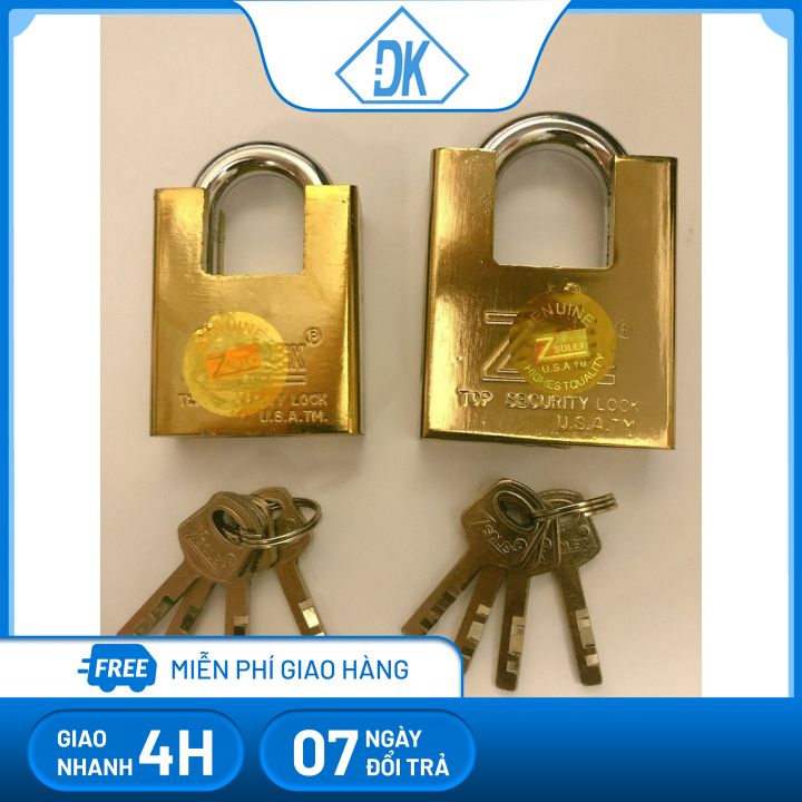 Ổ khoá chống cắt loại lớn 60mm màu vàng đồng Đăng Khoa 79 - ổ khóa cửa, ổ khóa cổng, o khoa chong set