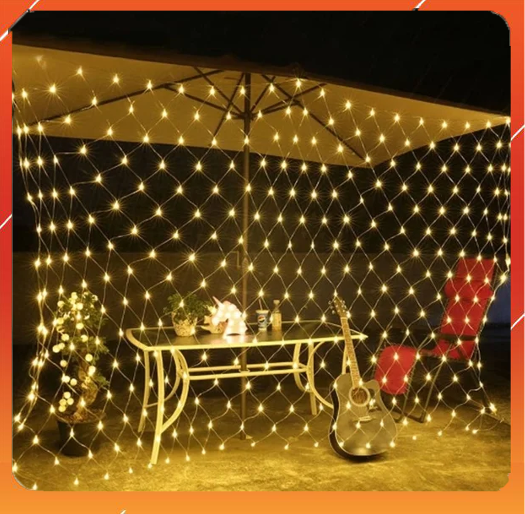 Đèn Rèm Lưới Mắt Cáo 3x2m - Trang Trí Quán Cafe, Trà Chanh