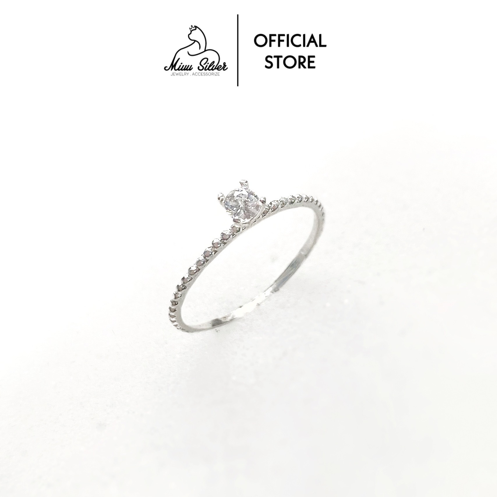 Nhẫn bạc 925 Miuu Silver, nhẫn nữ xoắn đính đá nhỏ xinh Tiny Ovilas