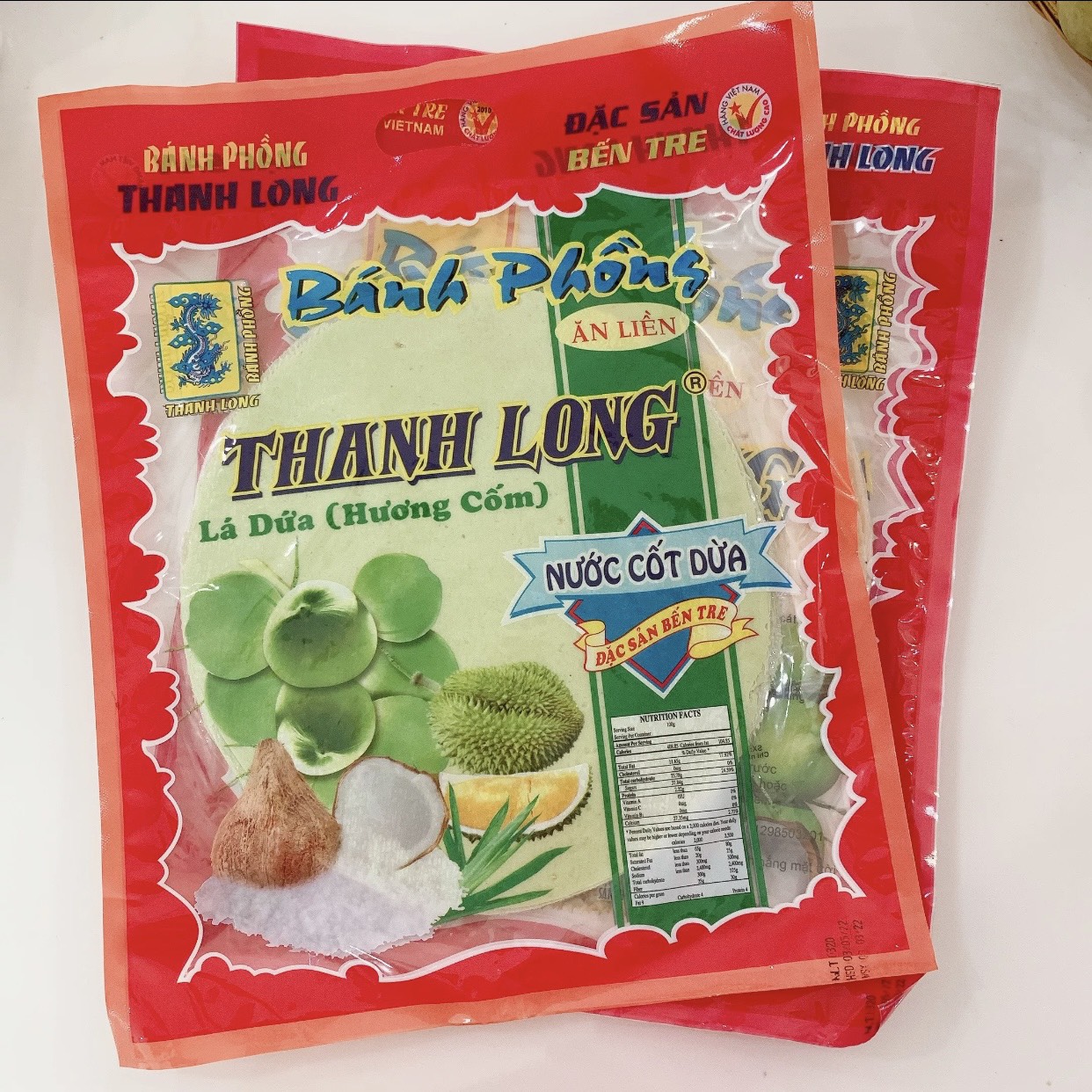 Bánh phồng sữa/lá dứa Thanh Long - Đặc Sản Bến Tre