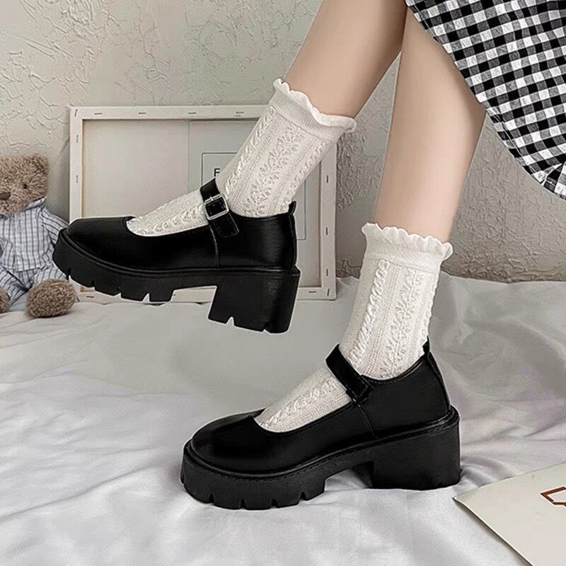 giày nữ ullzang 5cm dây cài dáng hàn quốc