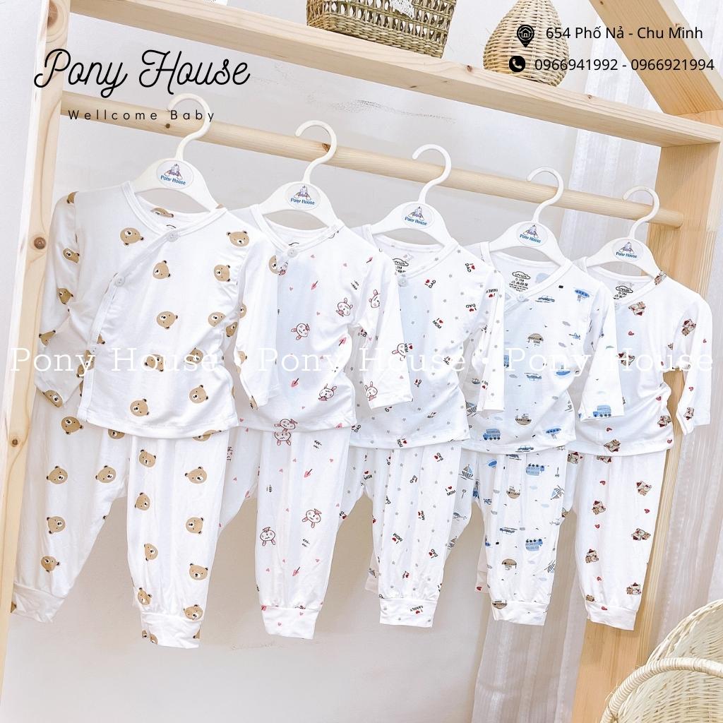 Bộ sơ sinh dài tay cài chéo chất cotton thun lạnh siêu mềm, mát cho bé trai, bé gái từ sơ sinh