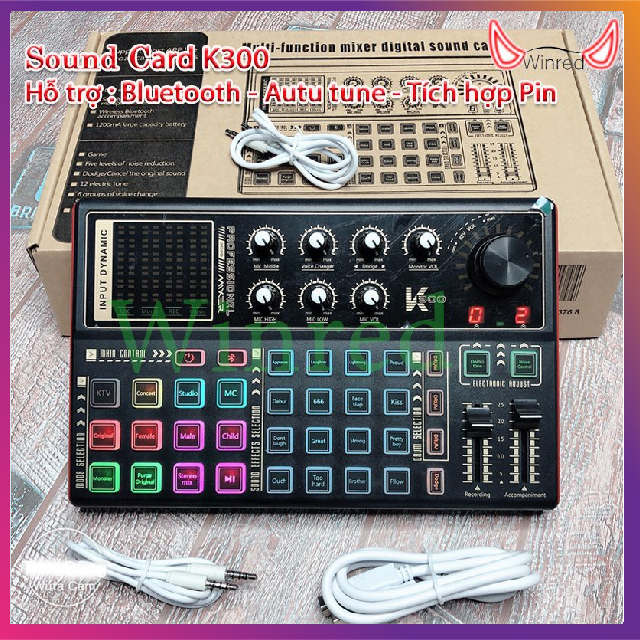 Bộ Sound Card Livestream K300 Thu âm, Karaoke Livestream hỗ trợ tốt các dòng mic 5 và 48V hơn sound card h9