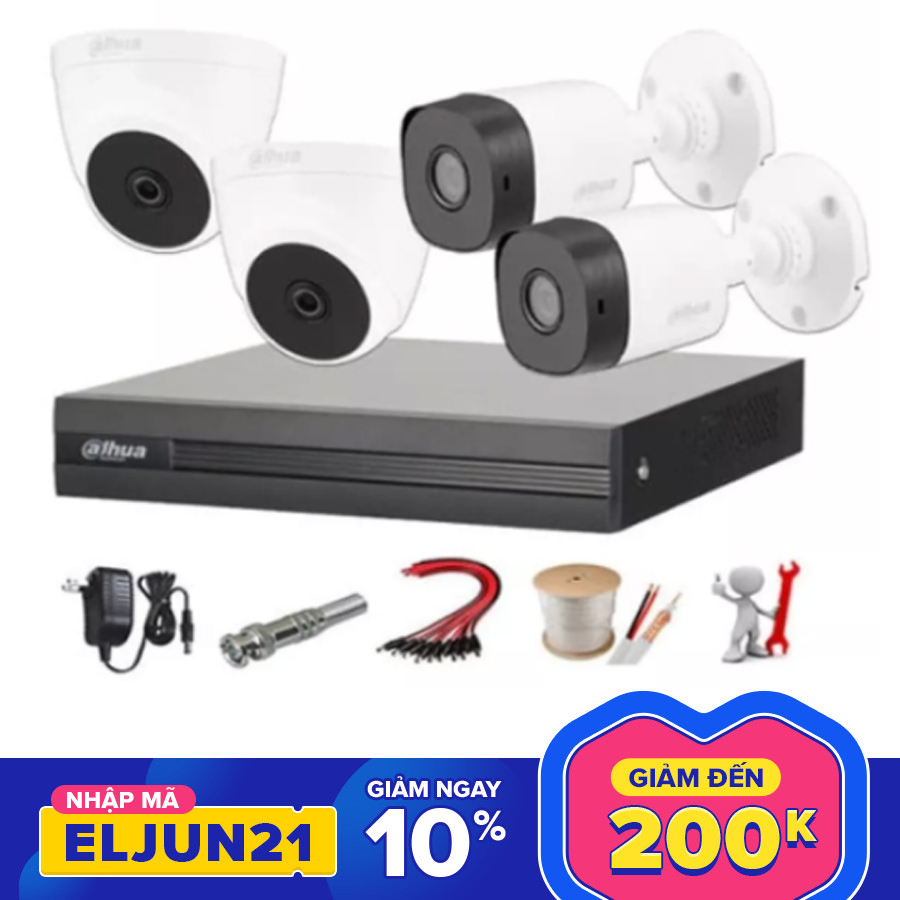 [CÓ VIDEO] Trọn bộ 4 mắt camera dahua 2.0 Full HD 1080p Kèm ổ cứng 500G lưu trữ - Đầy đủ phụ kiện lắp đặt