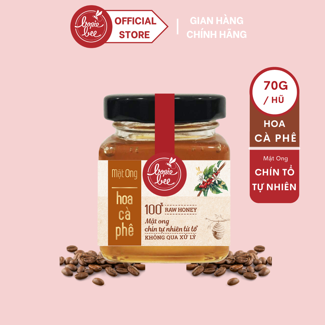 Mật Ong Bonie Bee Nguyên Chất Từ Hoa Cà Phê - Vị Ngọt Dịu - Chín Tự Nhiên Từ Tổ - Không Qua Xử Lý - 70gr