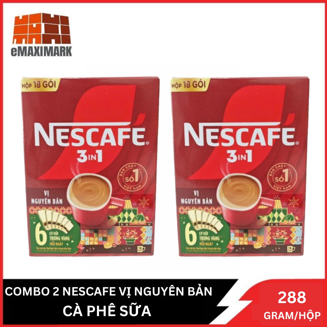 [DATE MỚI] Combo 2 Cà Phê 3In1 Nescafe Cà Phê Hoà Tan Vị Nguyên Bản Hộp 18 Gói (288G/Hộp)