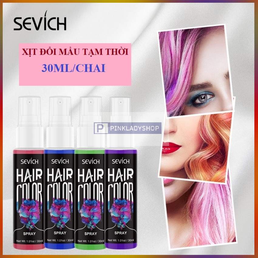 Gôm Xịt Nhuộm Đổi Màu Tóc Tạm Thời Sevich 30ml/Chai Với 08 Màu Thời Trang Tùy Chọn